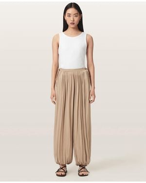 AllSaints Eshe Loose Fit Satin Trousers - Natural