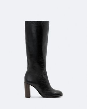 AllSaints Marisa Leather Heeled Knee-High Boots - Black