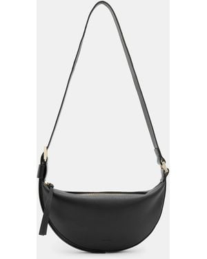 AllSaints Half Moon Leather Crossbody Bag - Black