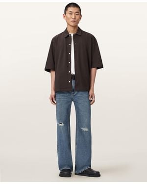 AllSaints Stallone Oversized Short Sleeve Shirt - Blue