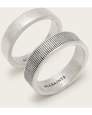 AllSaints Eason Textured Sterling Ring Set - Natural
