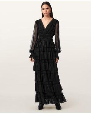 AllSaints Xantara Shirred Maxi Dress - Black