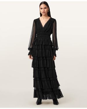 AllSaints Xantara Shirred Maxi Dress - Black