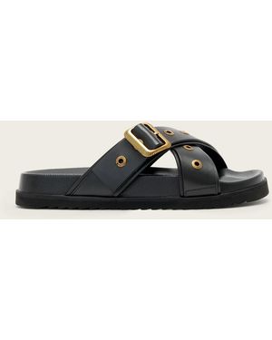 AllSaints Suki Western Leather Sandal - Black