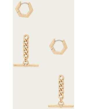 AllSaints Fern Multi Chain Earring Set - Natural