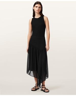 AllSaints Cyra Asymmetric Maxi Skirt - Black