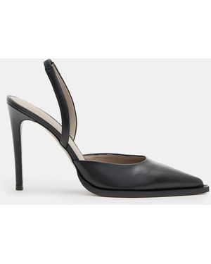 AllSaints Lily Leather Slingback Heels, - Black