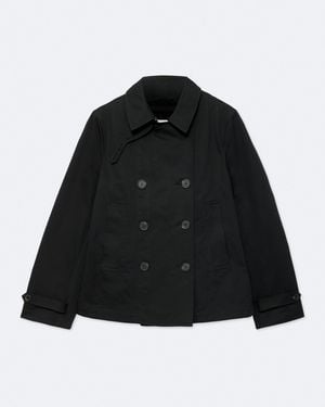 AllSaints Tilda Double-Breasted Cotton Peacoat - Black
