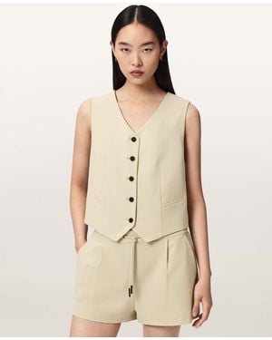 AllSaints Polyester/Viscose Aleida Lightweight Tri Waistcoat, /Us 0 - Natural