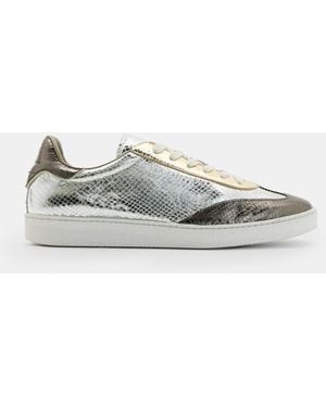 AllSaints Thelma Metallic Low Top Trainers,, Multi - White