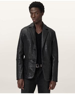 AllSaints Shadwell Single Breasted Leather Blazer - Black