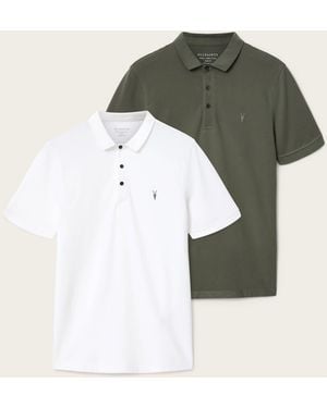 AllSaints Reform Short Sleeve Polo Shirts 2 Pack - Multicolour