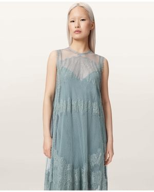 AllSaints Clara Mesh Midi Dress - Blue