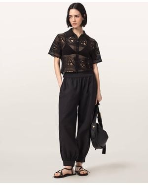 AllSaints Lyocell Harrie Linen Blend Baggy Fit Trousers, /Us 2 - Black