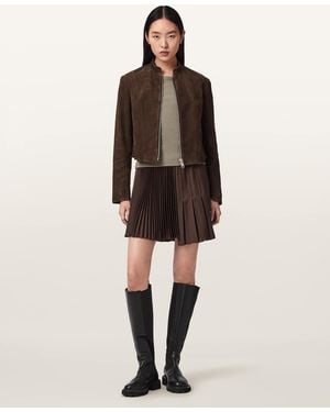 AllSaints Jax Asymmetric Mini Skirt - Natural