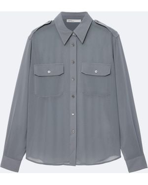 AllSaints Maven Relaxed-Fit Military Shirt - Gray