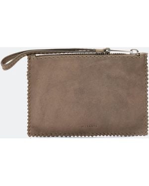 AllSaints Siloh Pinked-Edge Small Leather Pouch - Brown