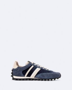 AllSaints Robin Nylon And Suede Runner Trainers - Blue