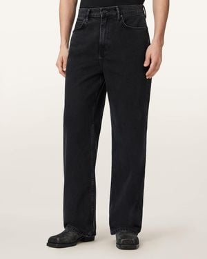 AllSaints Lenny Loose Fit Wide Leg Denim Jeans - Black