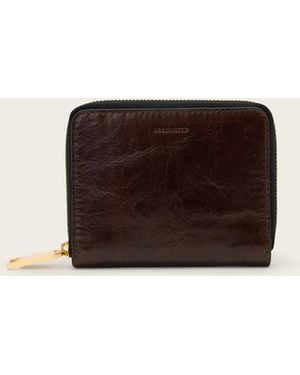 AllSaints Lena Hex Leather Zip Wallet - Natural