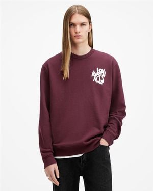 AllSaints Orlando Logo Print Oversized Sweatshirt,, Mars - Purple