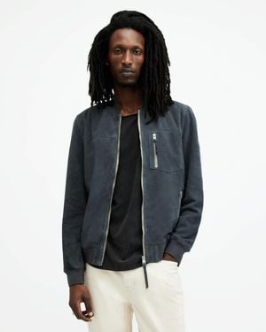 AllSaints Kairo Suede Bomber Jacket - Blue
