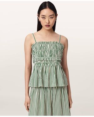 AllSaints Kali Striped Cotton Cami Top - Green