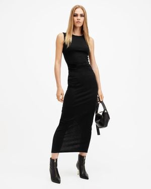 AllSaints Katarina Boat Neck Slim Fit Maxi Dress - Black