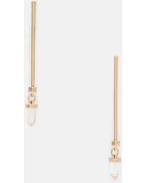 AllSaints Eryka Crystal Pendant Drop Bar Earrings - White