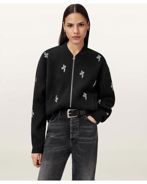 AllSaints Rhea Embellished Bea Bomber - Black
