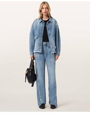AllSaints Frankie Loose Fit Stud Denim Jeans - Blue