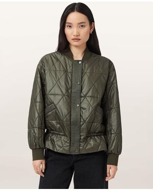 AllSaints Alli Quilted Bomber Jacket - Green