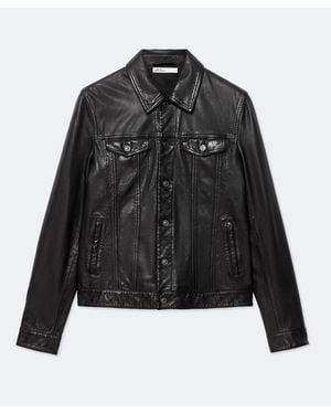 AllSaints Chaiyo Leather Trucker Jacket - Black