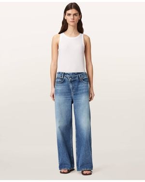 AllSaints Aki Wide Leg Crossover Jeans - Blue