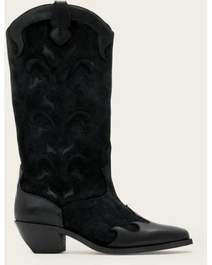 AllSaints Leather Dolly Western Boots, /Us 6/Eu 36 - Black