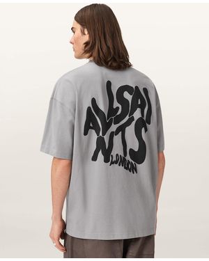 AllSaints Orlando Logo Print Oversized T-Shirt - Grey