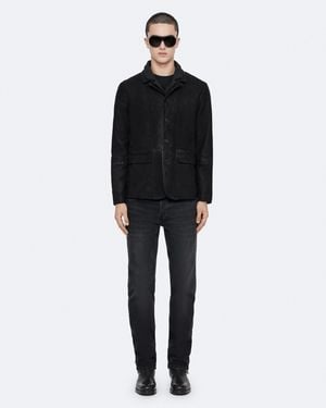 AllSaints Survey Double Layered Waxed Suede Blazer - Black