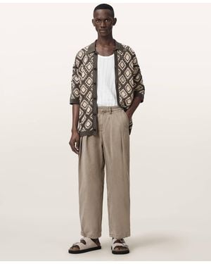 AllSaints Becco Tapered Leg Pleated Trousers - Natural