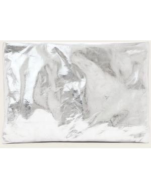 AllSaints Bettina Oversized Metallic Leather Clutch Bag - White