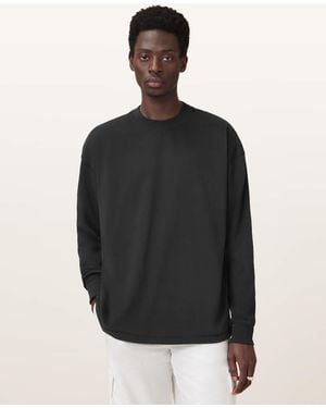 AllSaints Finn Long Sleeve Crew Neck Oversized T-shirt - Black