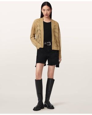 AllSaints Misha Long Sleeved Cropped Cardigan - Natural