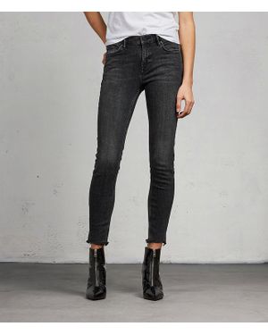AllSaints Grace Ankle Fray Skinny Jeans - Black