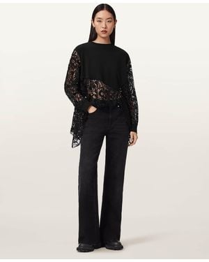 AllSaints Malorie Asymmetrical Long Sleeve Top - Black