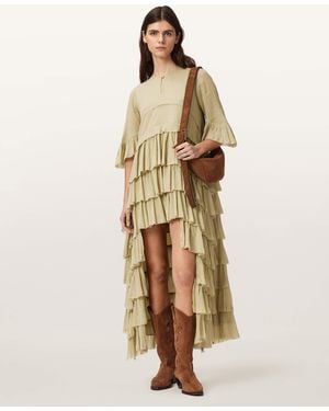 AllSaints Cavarly Short Sleeve Maxi Dress - Natural