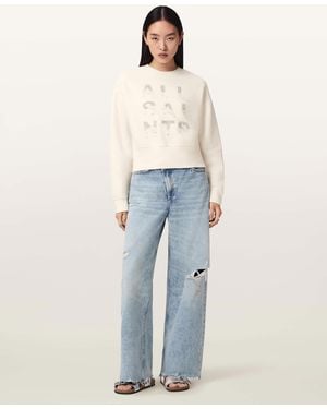 AllSaints Stacks Separo Embellished Cropped Sweatshirt - Blue