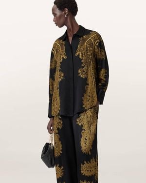 AllSaints Viscose Berine Satin Shirt, /Us 2 - Black