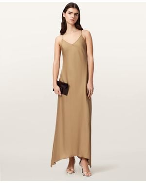 AllSaints Leona V-Neck Maxi Slip Dress - Natural