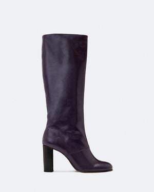 AllSaints Marisa Leather Heeled Knee-High Boots - Purple