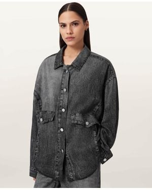 AllSaints Hettie Illusion Oversized Shacket - Grey