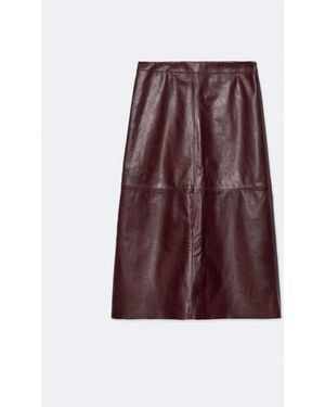 AllSaints Olivia Leather Midi Skirt - Purple